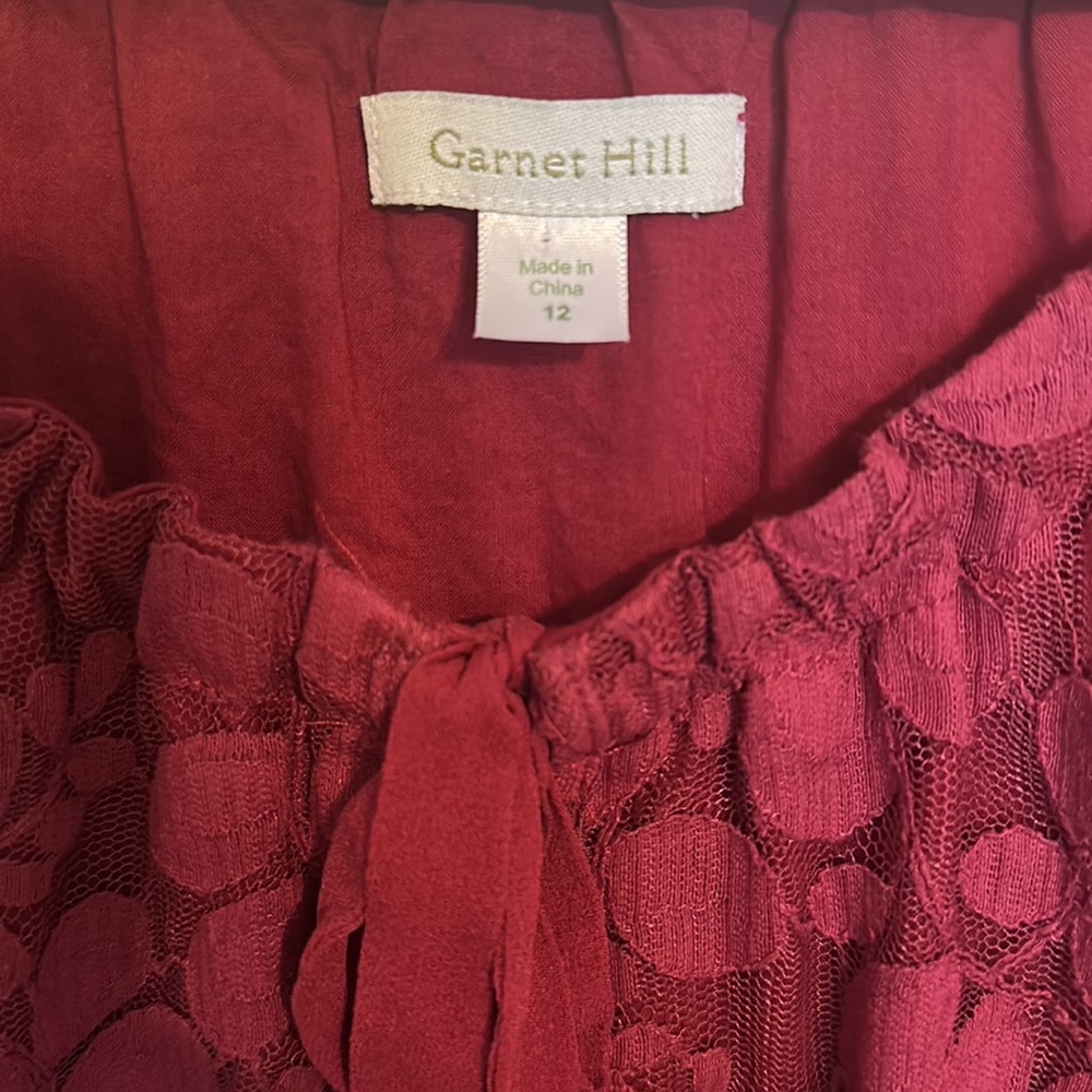 💖Garnett Hill Burgundy Lon sleeve lace dress. - Picture 3 of 6
